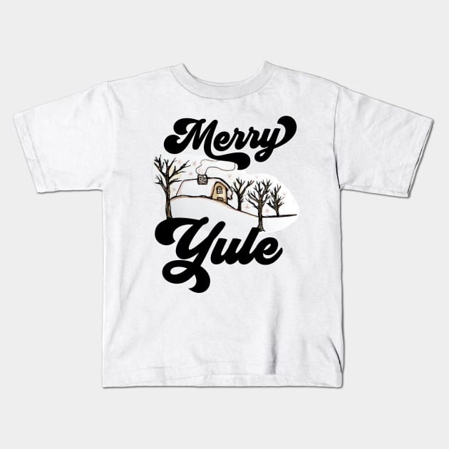 Merry Yule Snow Season Kids T-Shirt by bubbsnugg